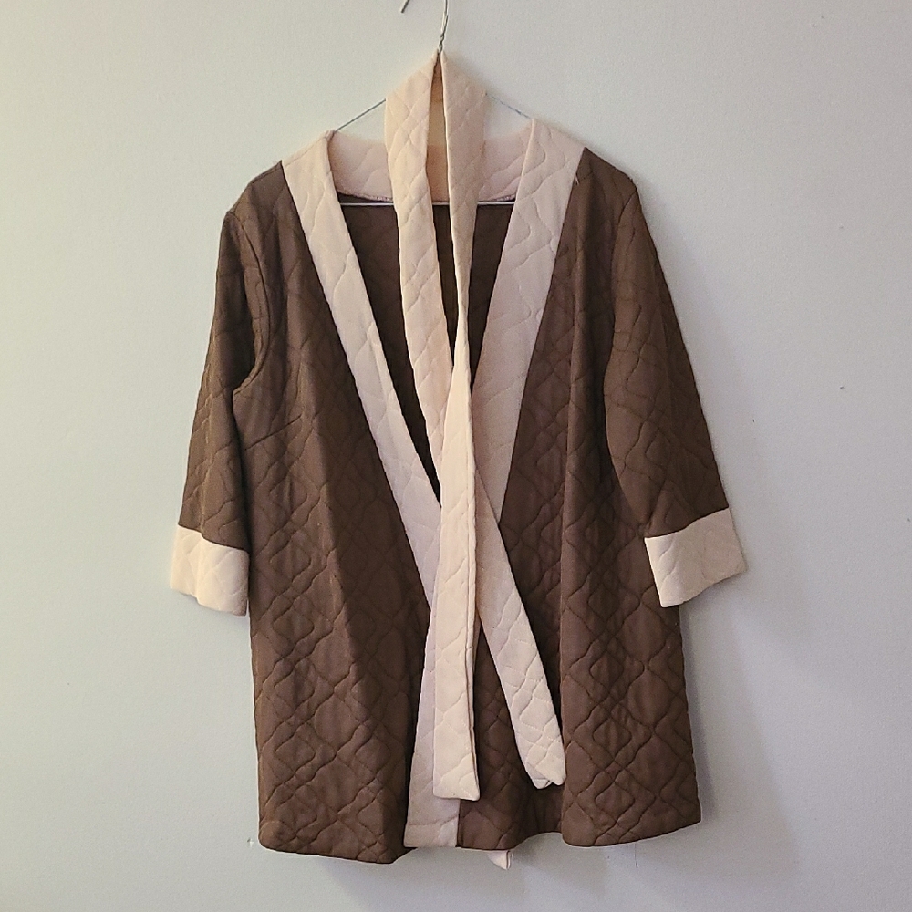 Brown Quilted Women's Jacket with Cream Accents